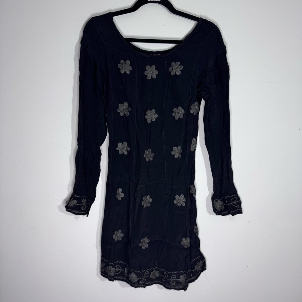 Sacred Threads Fairy Grunge Whimsigoth Boho Embroidered Mini Dress M/L